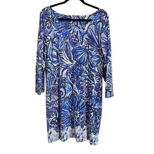 Lilly Pulitzer Hollee Dress in Lilly of the Jungle Blue Floral Size XL